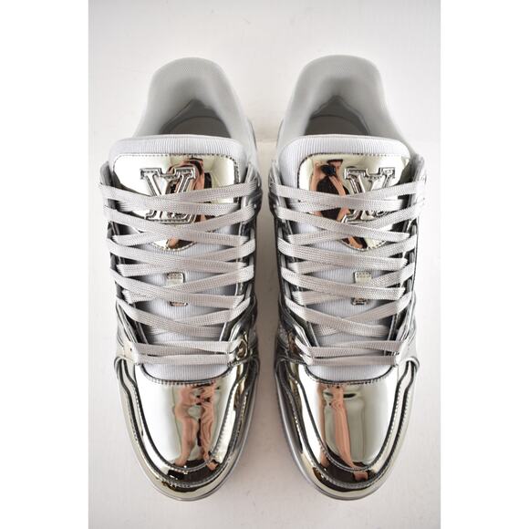 Louis Vuitton Chrome Metallic Mirror Silver Low Top Trainer Sneaker UK 9 US10 11 - Picture 11 of 16